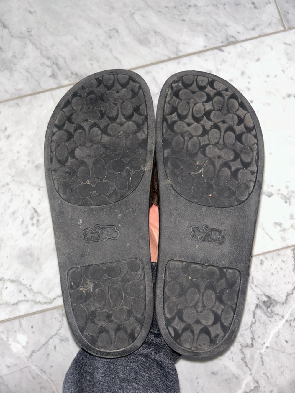 Coach Brown Signature Monogram Slide Sandals with Black Footbed - Picture 6 of 8